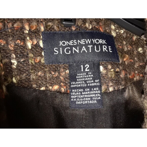 Jones New York Women's Blazer Size 12 Wool-Blend Lined Front Pockets Brown - Picture 5 of 7